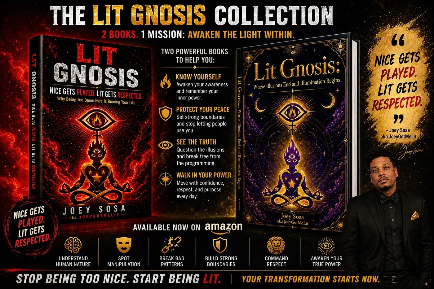 The Lit Gnosis Collection featuring both books and Joey Sosa